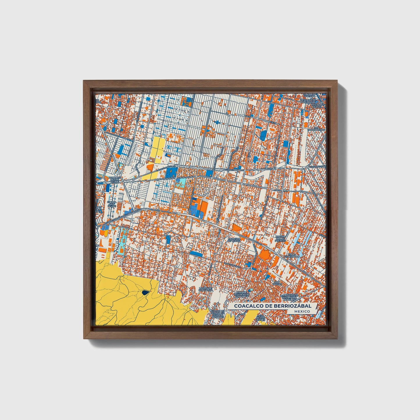 Coacalco De Berriozábal Mexico Colorful City Map Canvas Print • Dark Wooden Framed