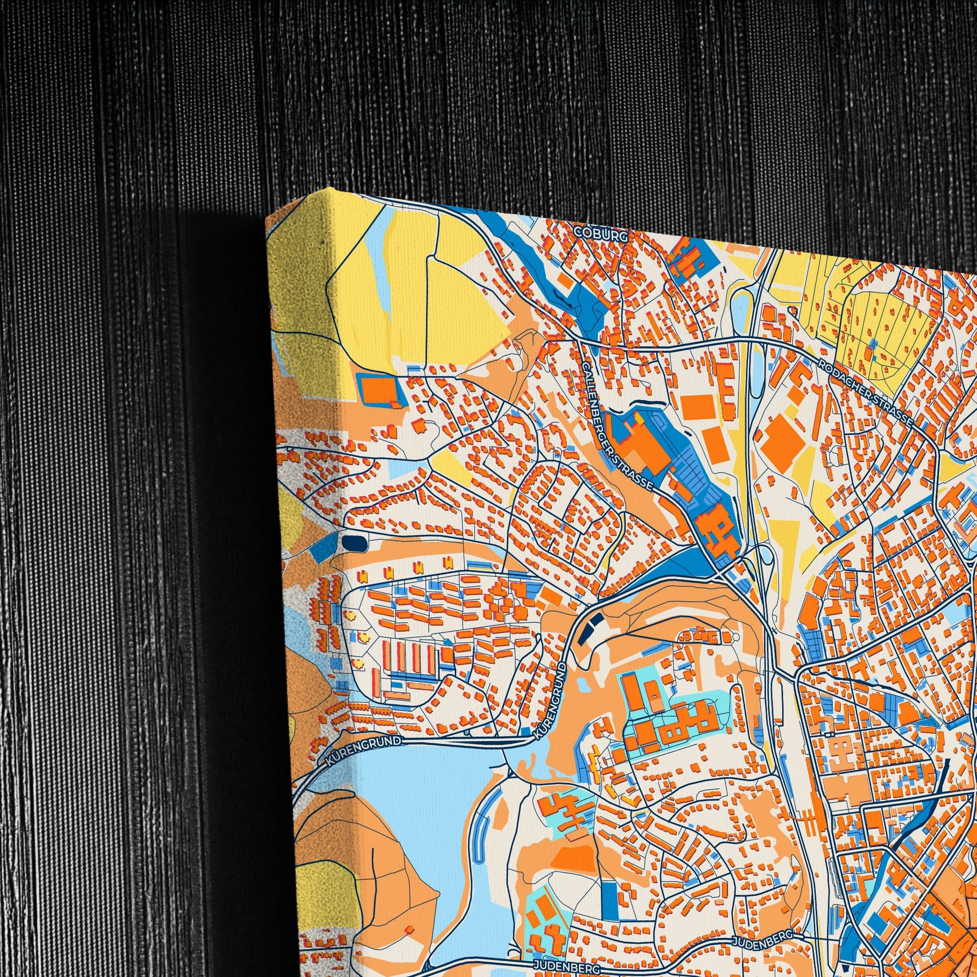 Coburg Germany Colorful City Map Canvas Print Detail