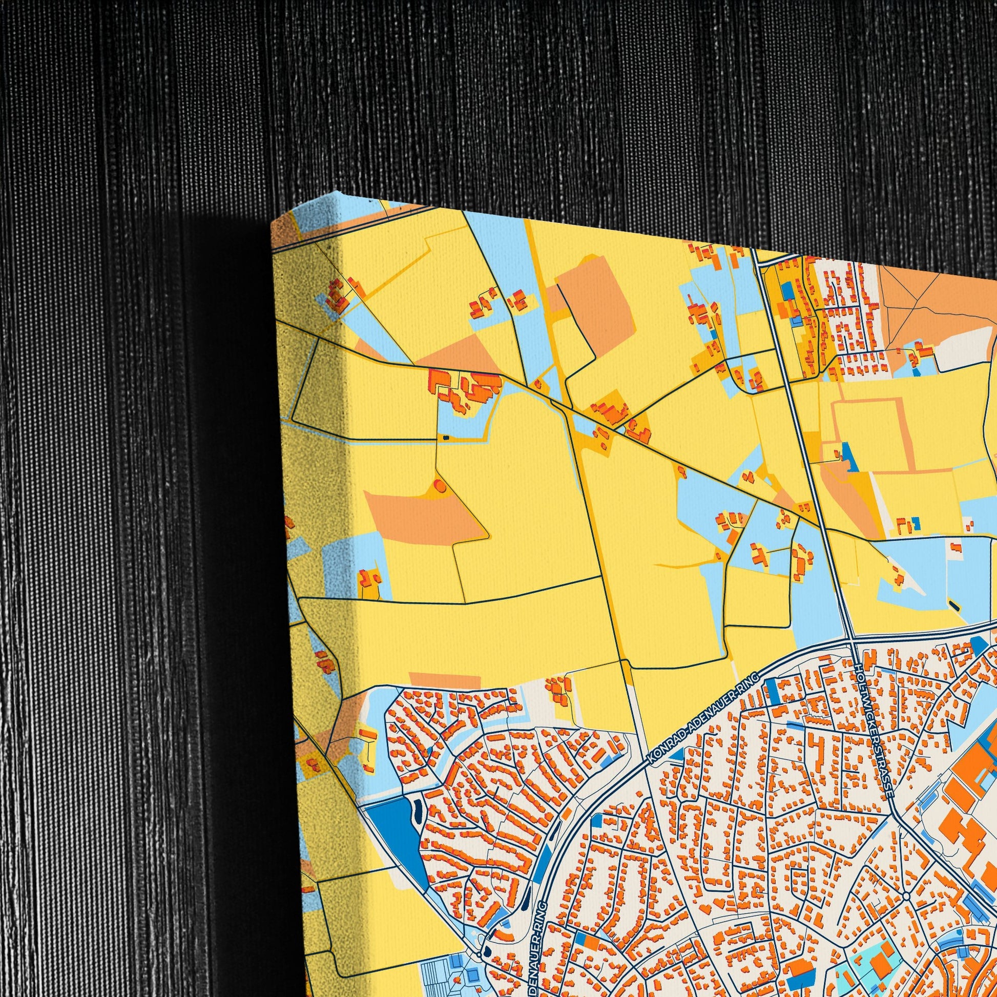 Coesfeld Germany Colorful City Map Canvas Print Detail