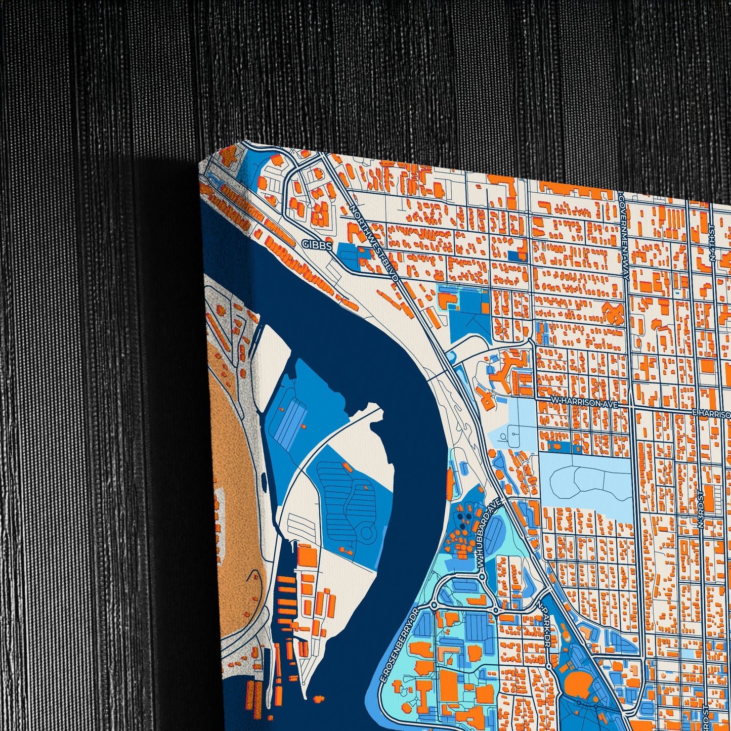 Coeur D Alene Idaho Colorful City Map Canvas Print Detail