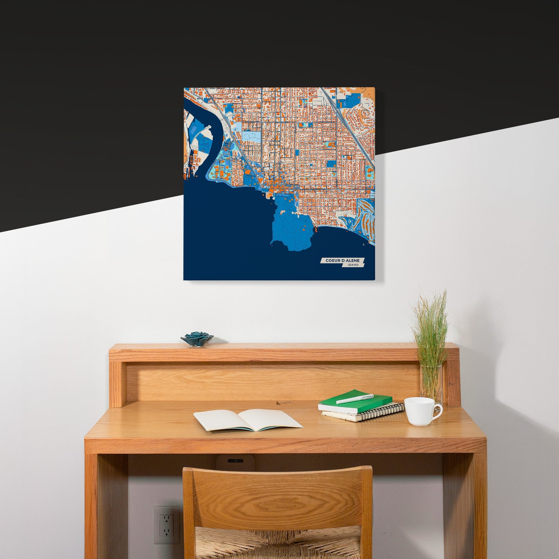 Coeur D Alene Idaho Colorful City Map Canvas Print Scene