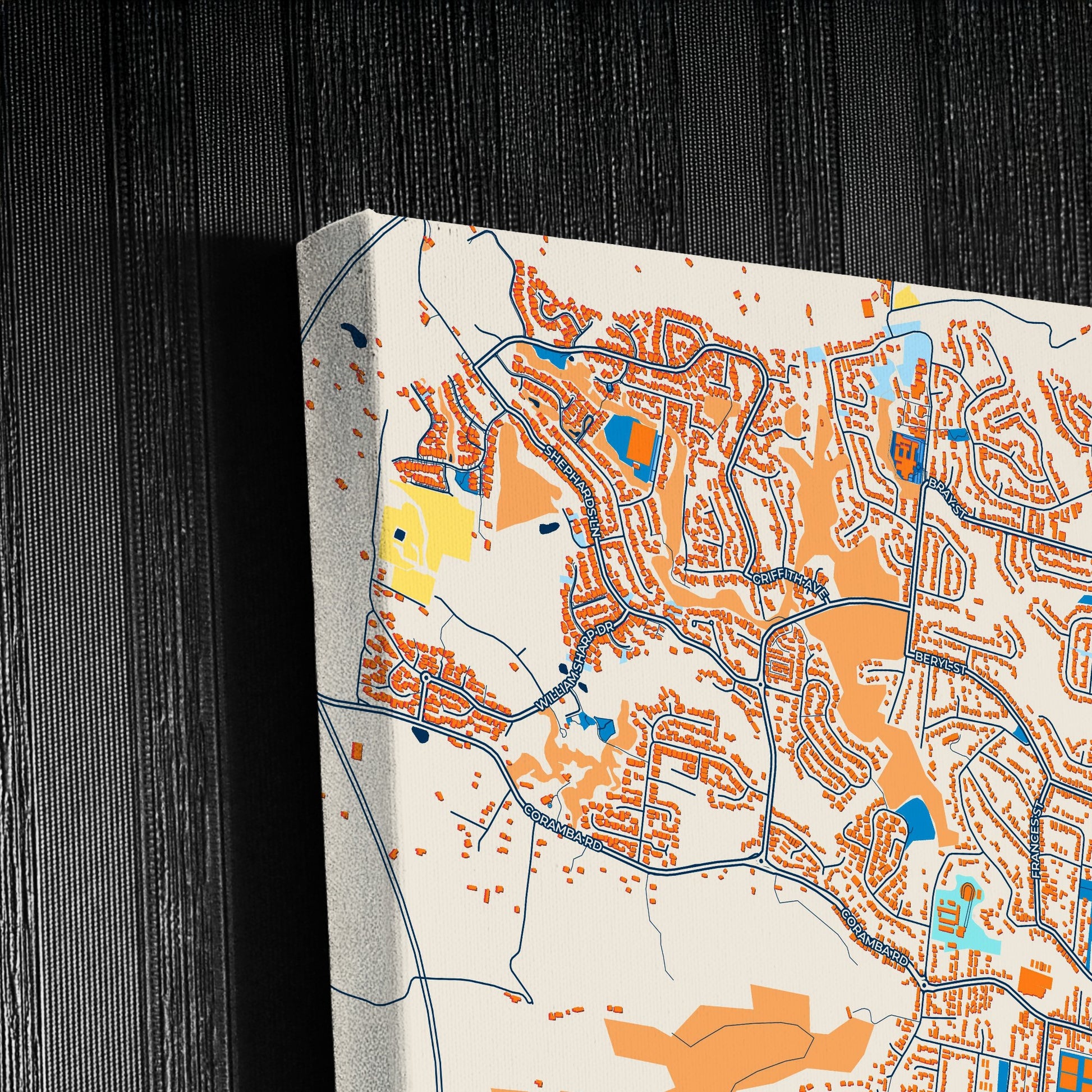 Coffs Harbour Australia Colorful City Map Canvas Print Detail