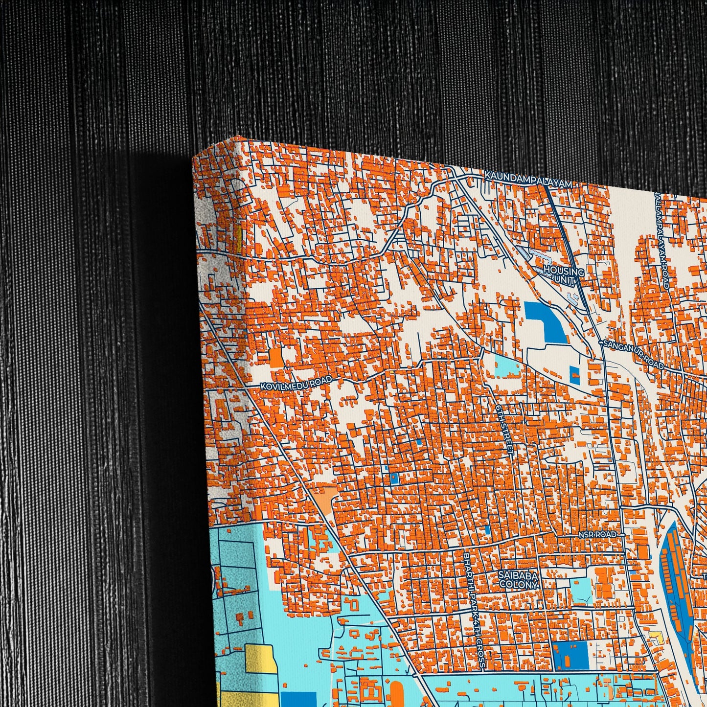 Coimbatore India Colorful City Map Canvas Print Detail