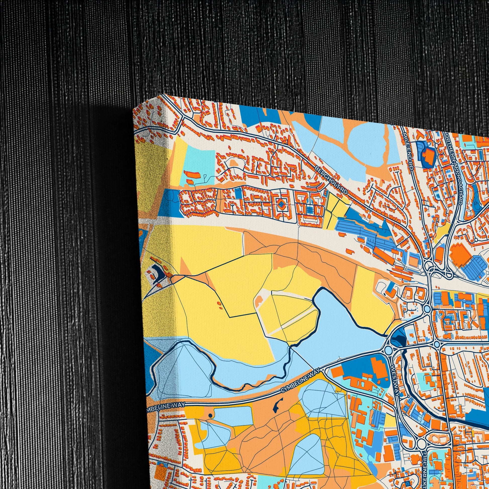 Colchester England Colorful City Map Canvas Print Detail