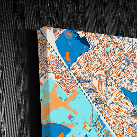 College Station Texas Colorful City Map Canvas Print Detail