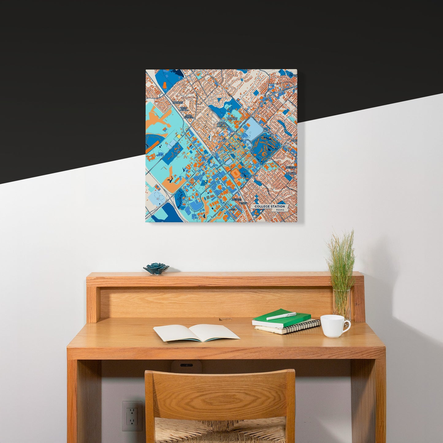 College Station Texas Colorful City Map Canvas Print Scene