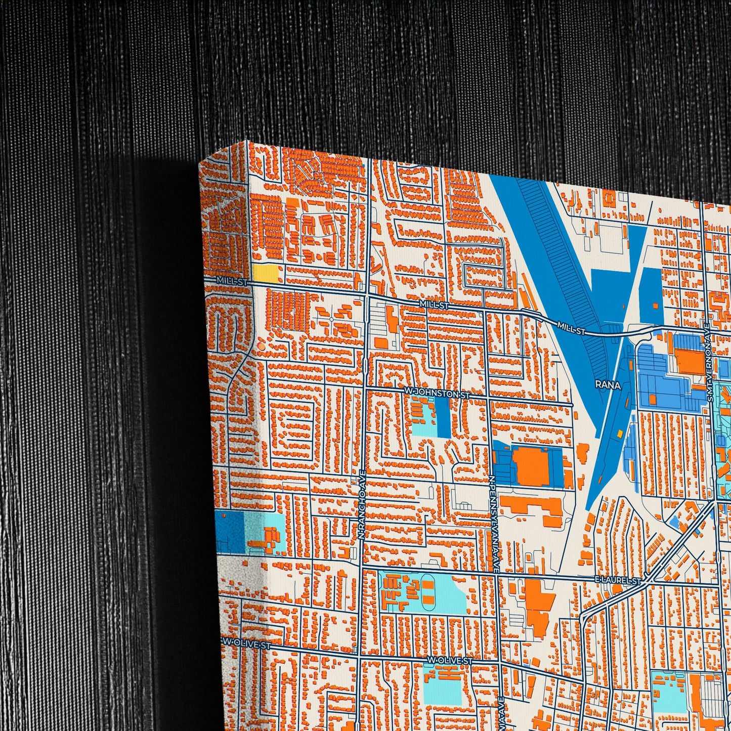 Colton California Colorful City Map Canvas Print Detail