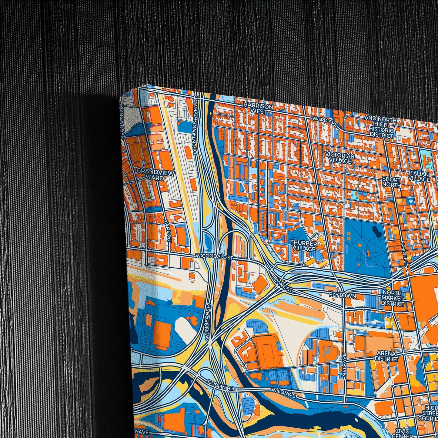 Columbus Ohio Colorful City Map Canvas Print Detail