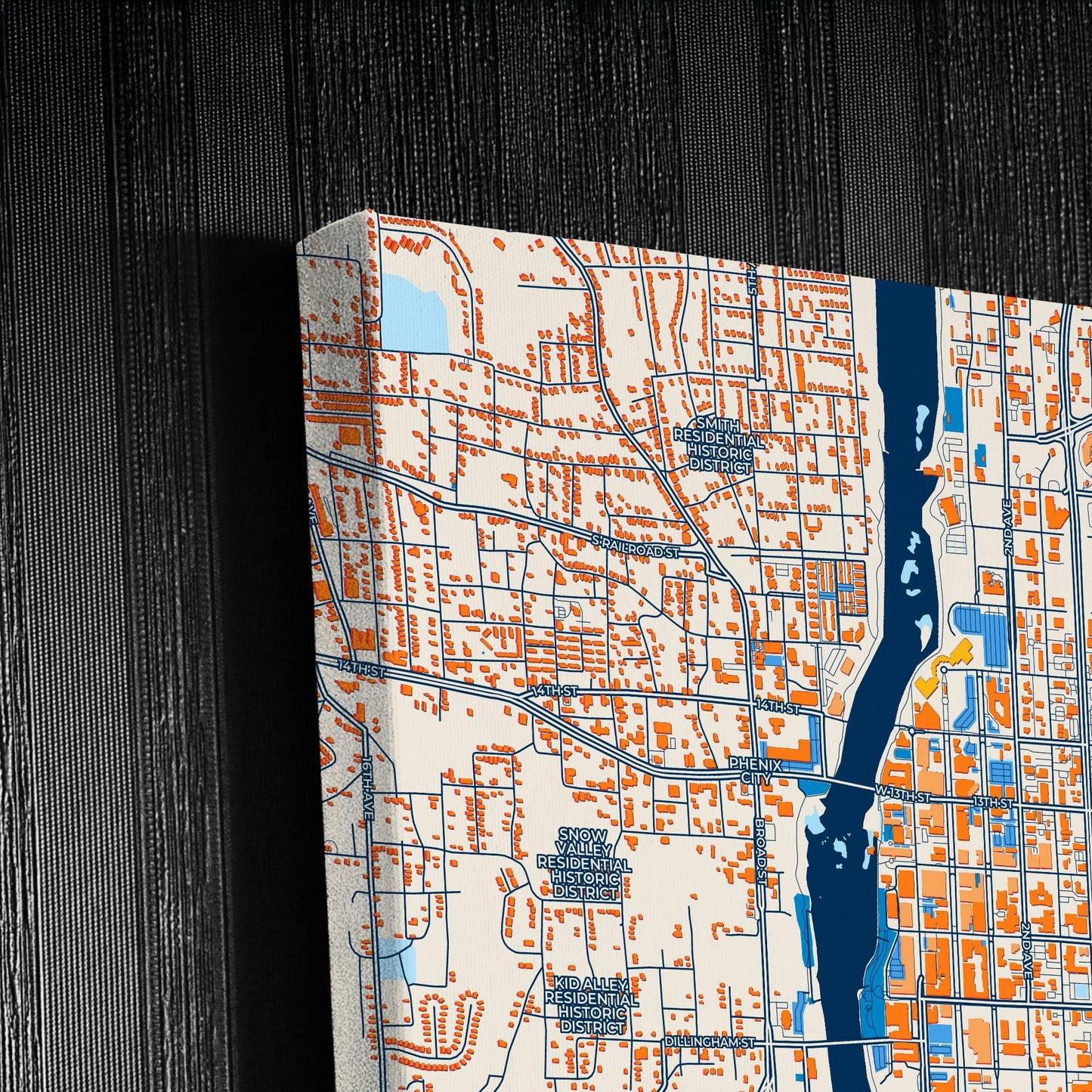 Columbus Georgia Colorful City Map Canvas Print Detail