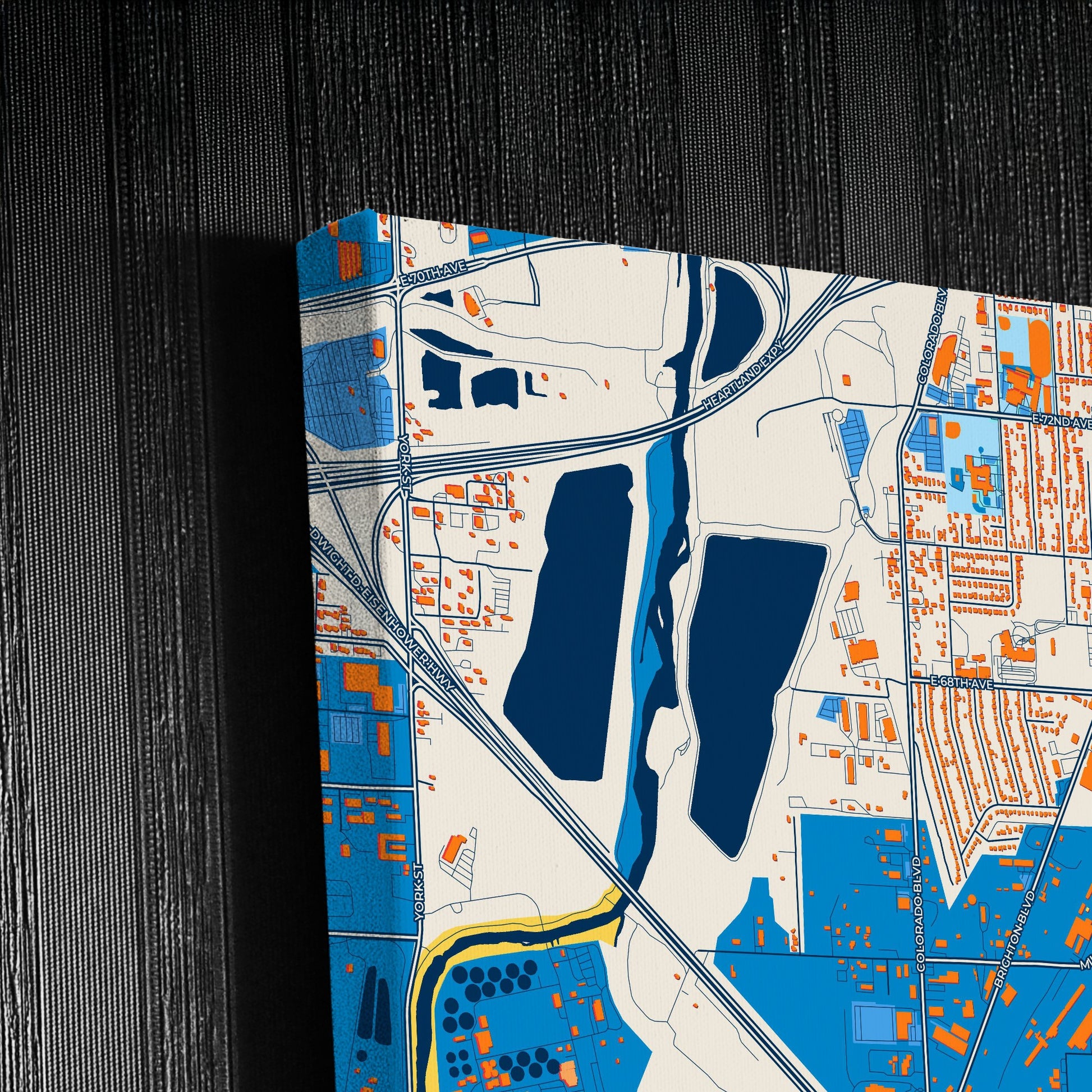 Commerce City Colorado Colorful City Map Canvas Print Detail
