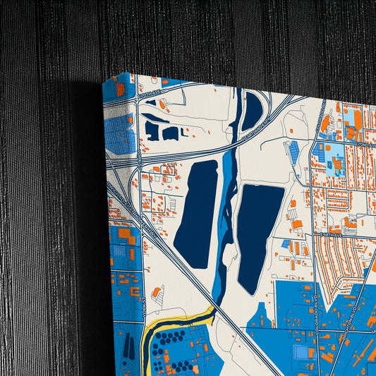 Commerce City Colorado Colorful City Map Canvas Print Detail