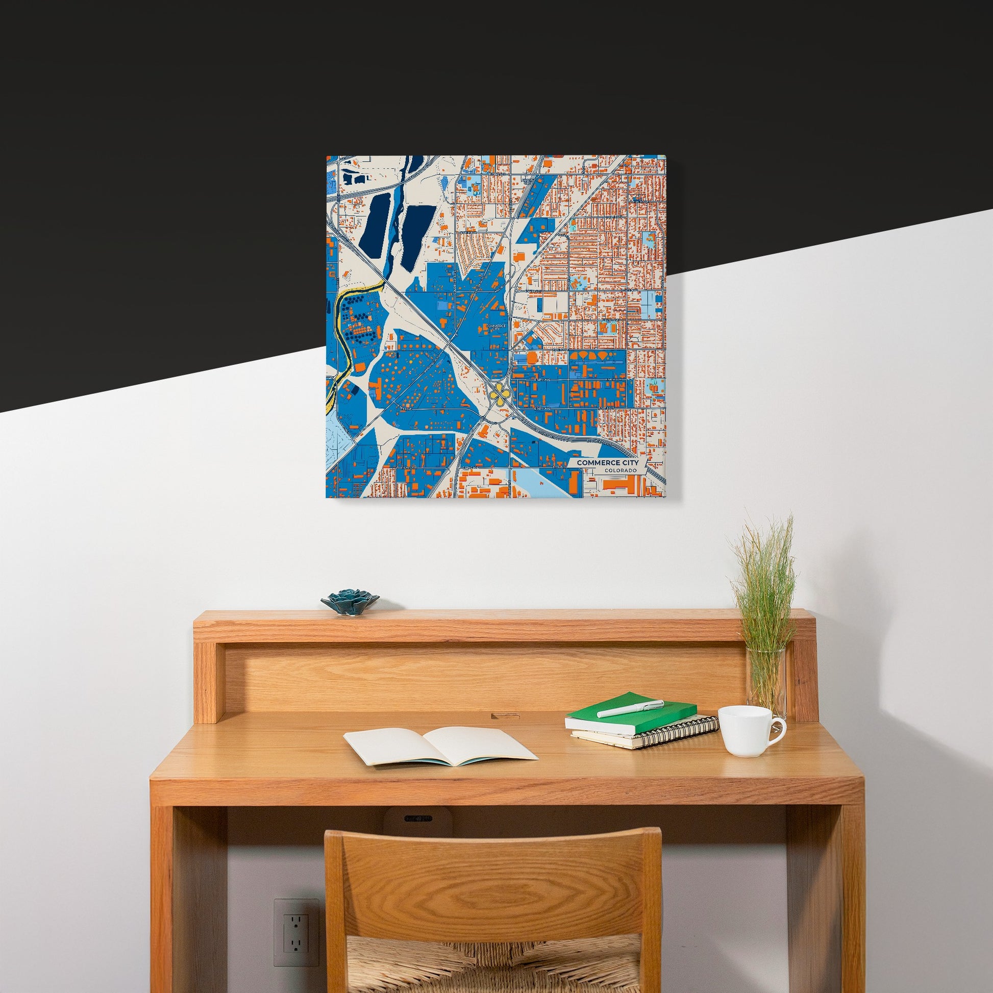 Commerce City Colorado Colorful City Map Canvas Print Scene