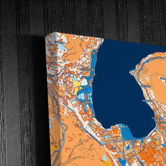 Como Italy Colorful City Map Canvas Print Detail