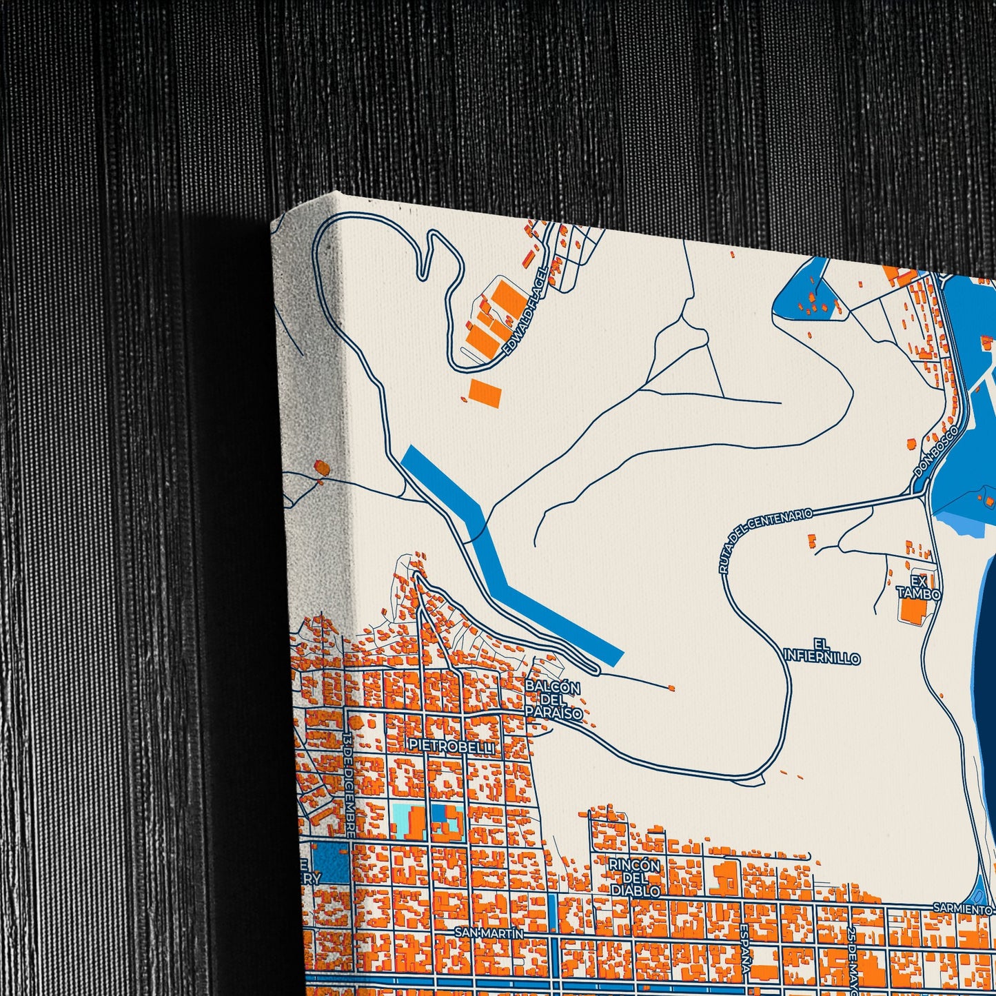 Comodoro Rivadavia Argentina Colorful City Map Canvas Print Detail