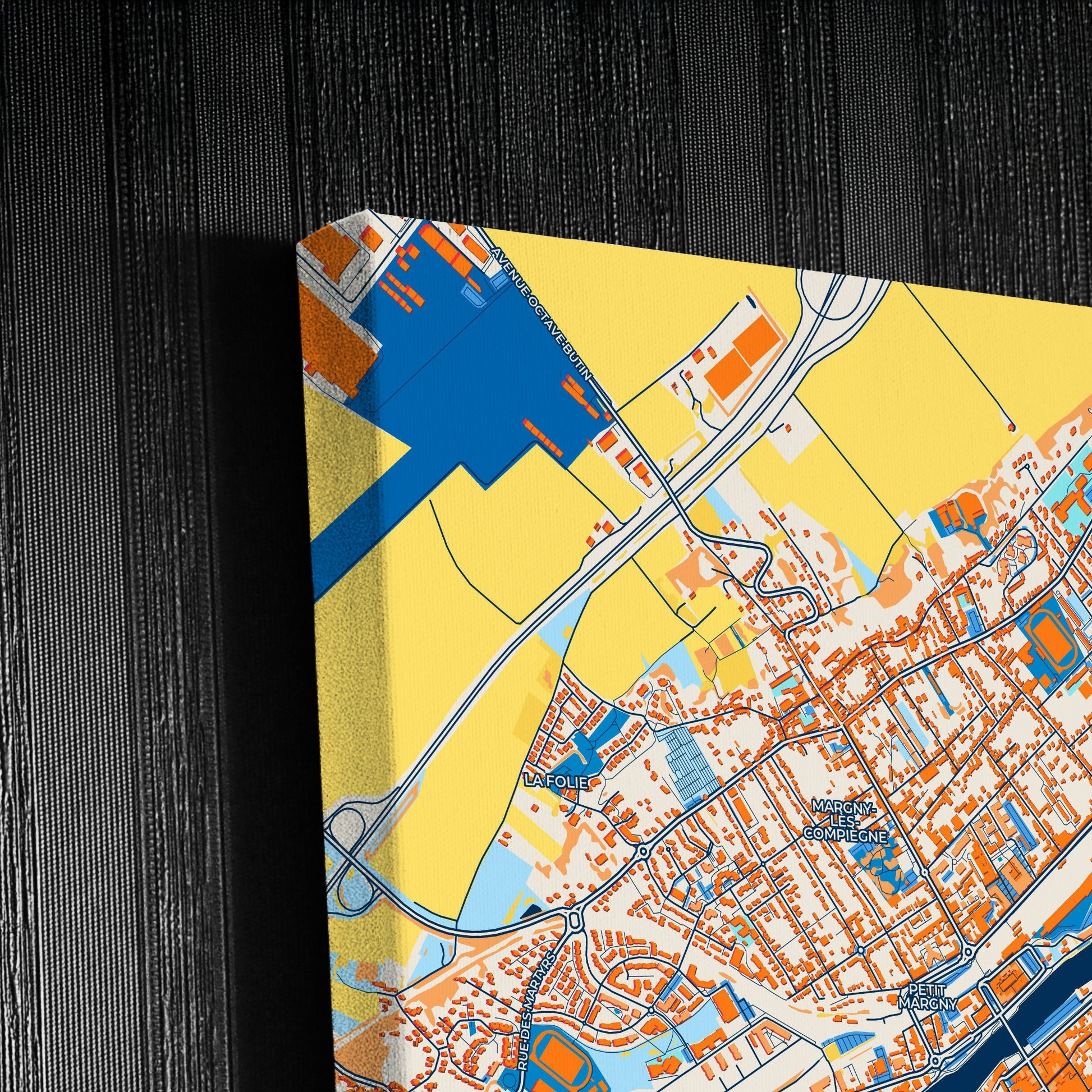 Compiègne France Colorful City Map Canvas Print Detail