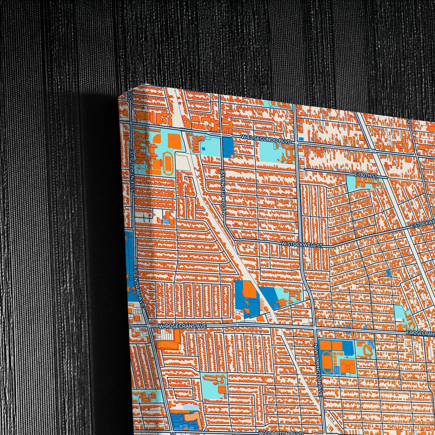Compton California Colorful City Map Canvas Print Detail