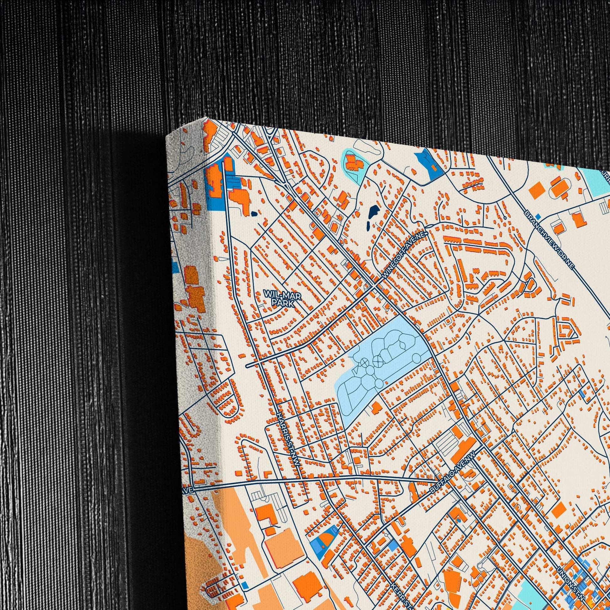 Concord North Carolina Colorful City Map Canvas Print Detail