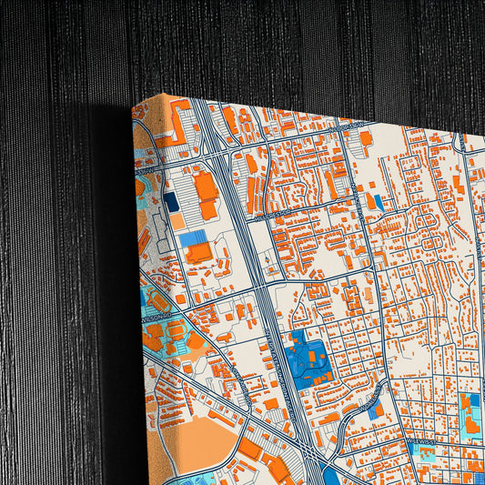 Conroe Texas Colorful City Map Canvas Print Detail