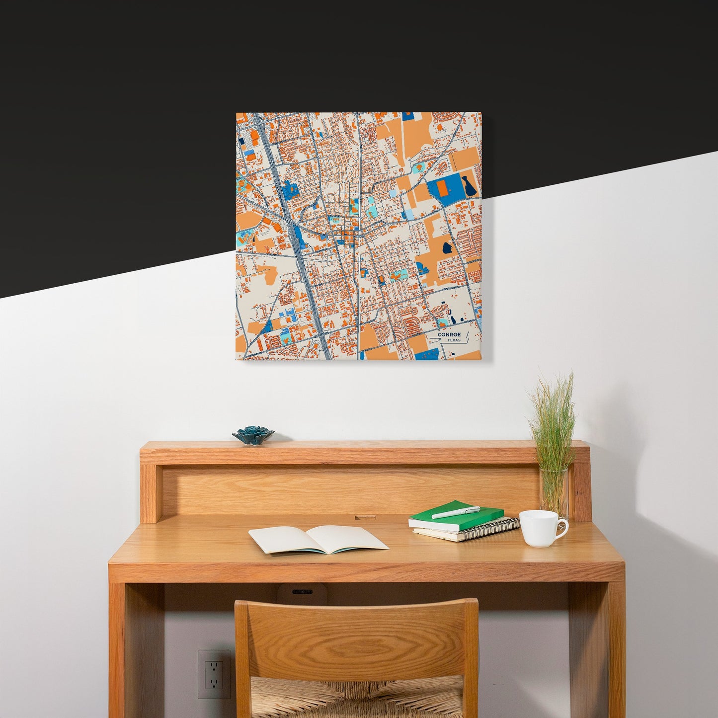 Conroe Texas Colorful City Map Canvas Print Scene