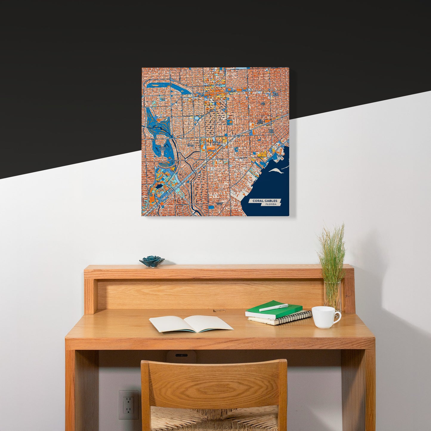 Coral Gables Florida Colorful City Map Canvas Print Scene