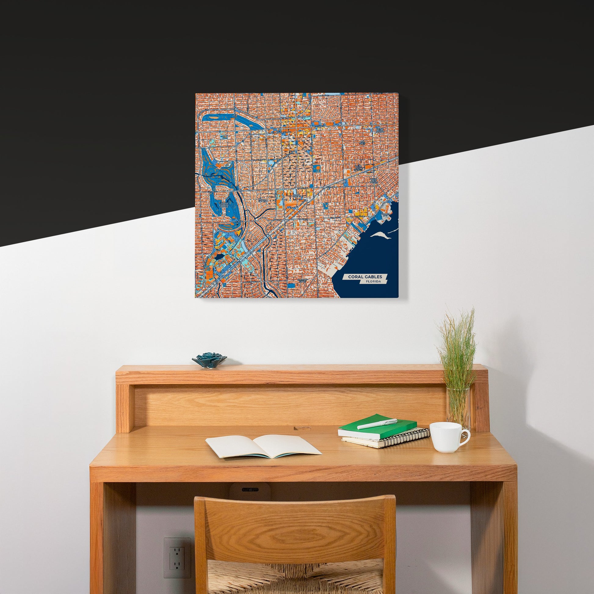 Coral Gables Florida Colorful City Map Canvas Print Scene