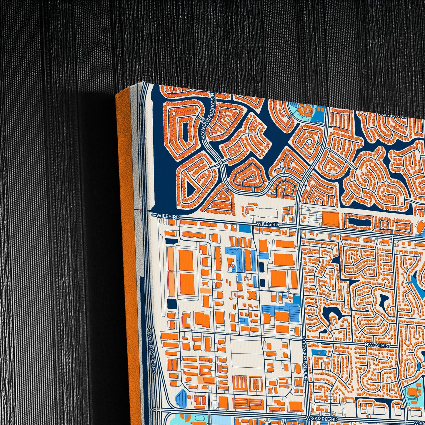 Coral Springs Florida Colorful City Map Canvas Print Detail