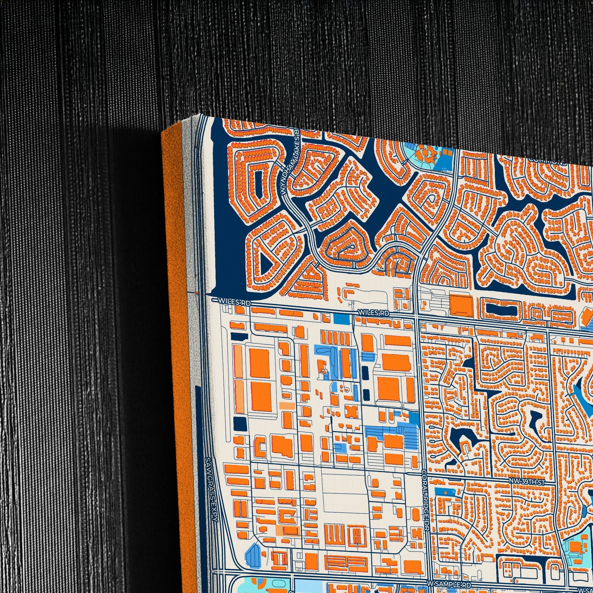 Coral Springs Florida Colorful City Map Canvas Print Detail