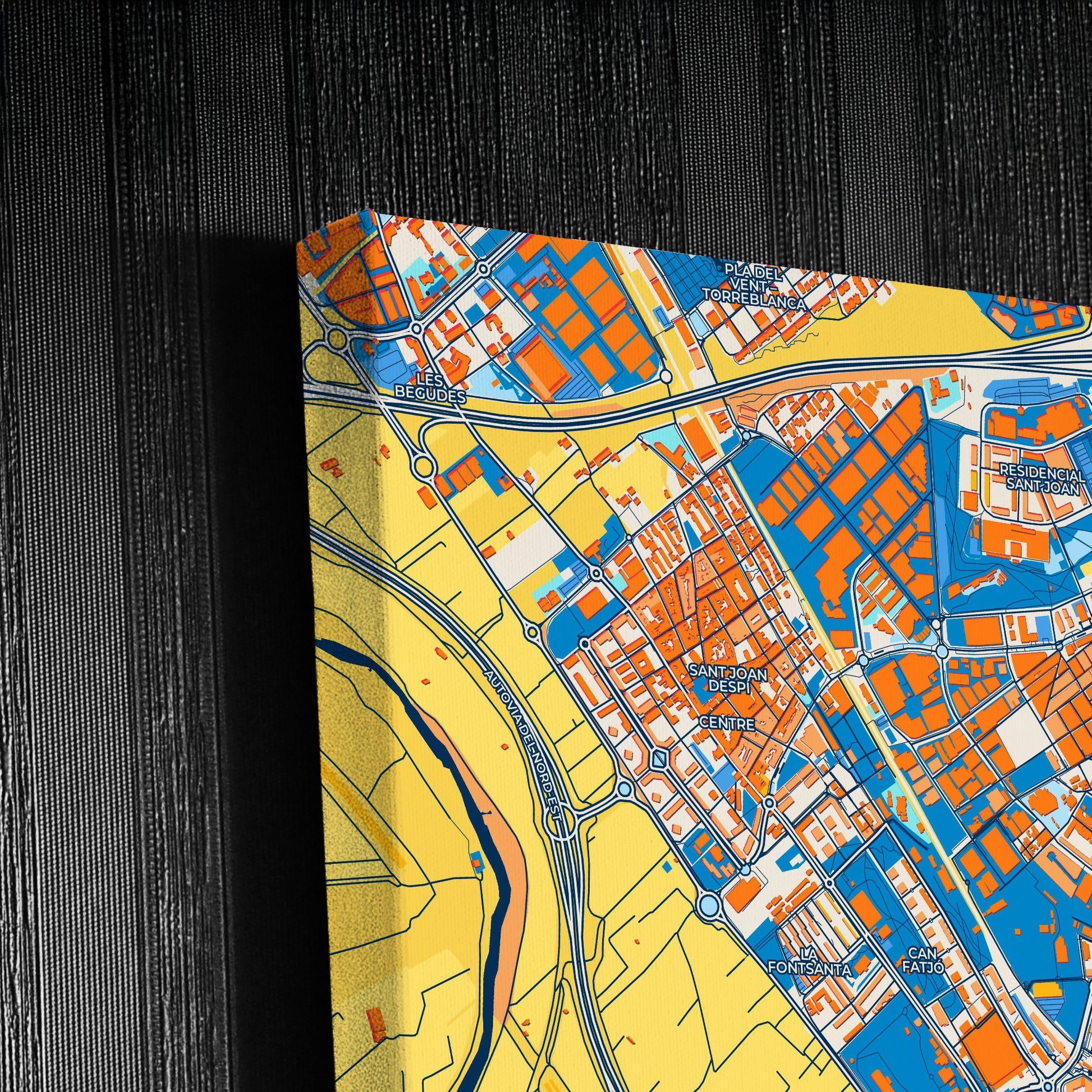 Cornellà De Llobregat Spain Colorful City Map Canvas Print Detail