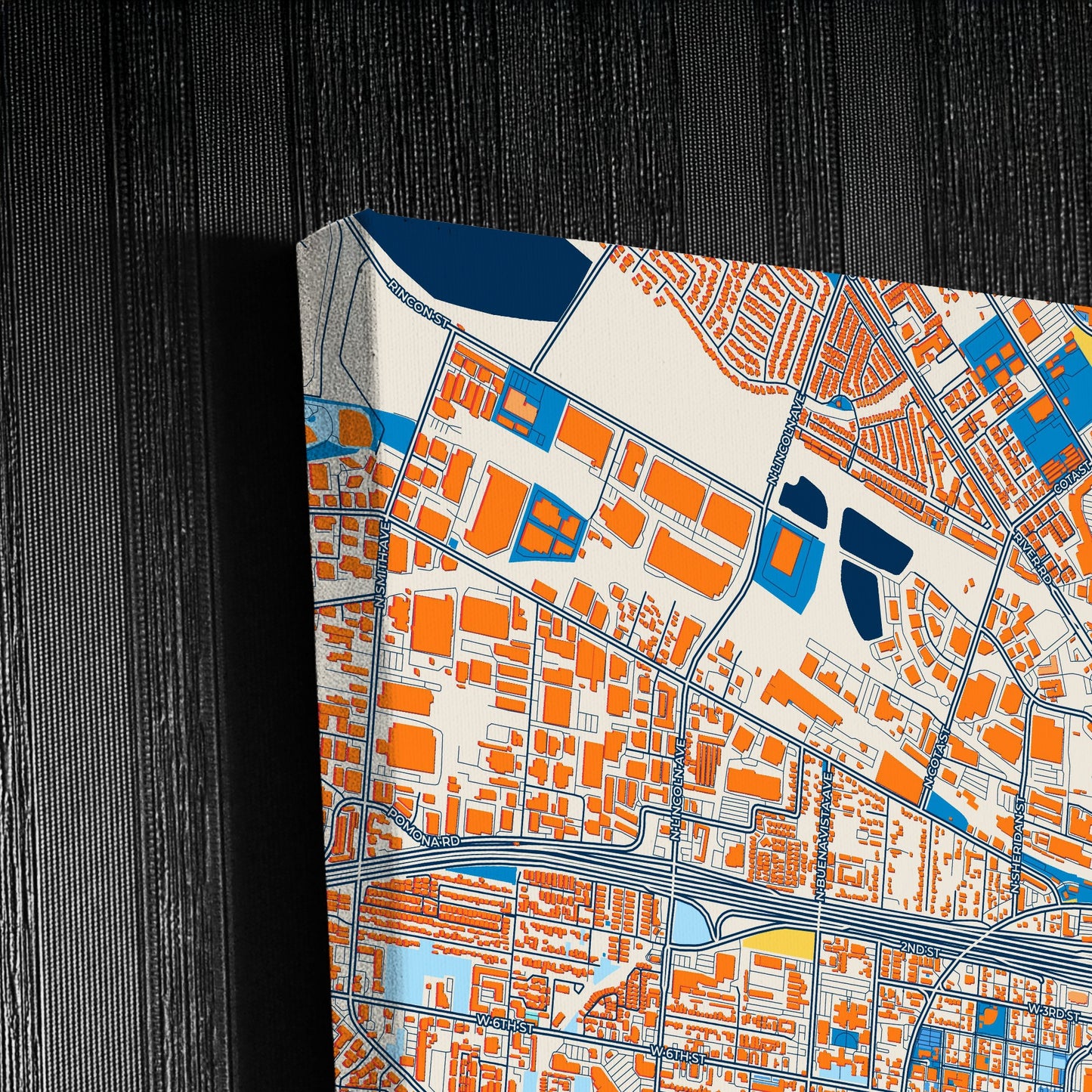 Corona California Colorful City Map Canvas Print Detail