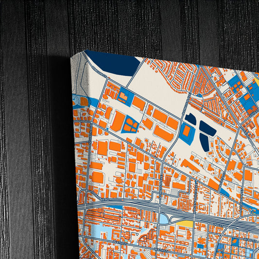 Corona California Colorful City Map Canvas Print Detail