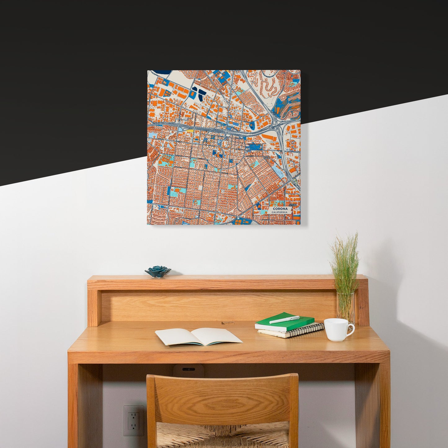 Corona California Colorful City Map Canvas Print Scene