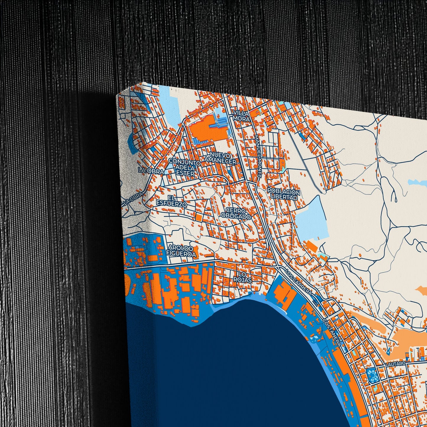 Coronel Chile Colorful City Map Canvas Print Detail