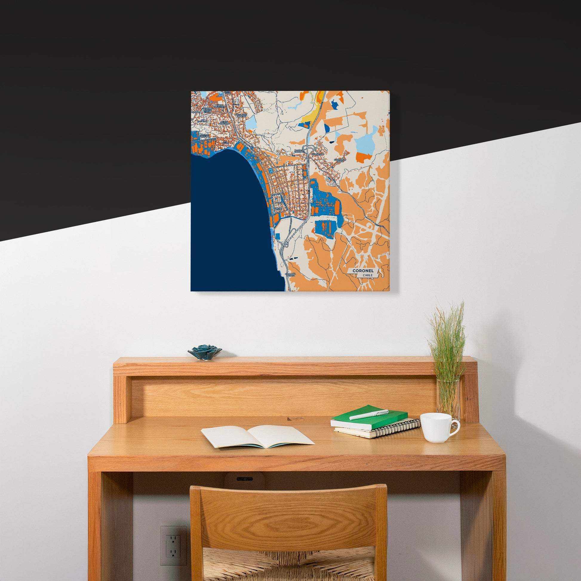 Coronel Chile Colorful City Map Canvas Print Scene