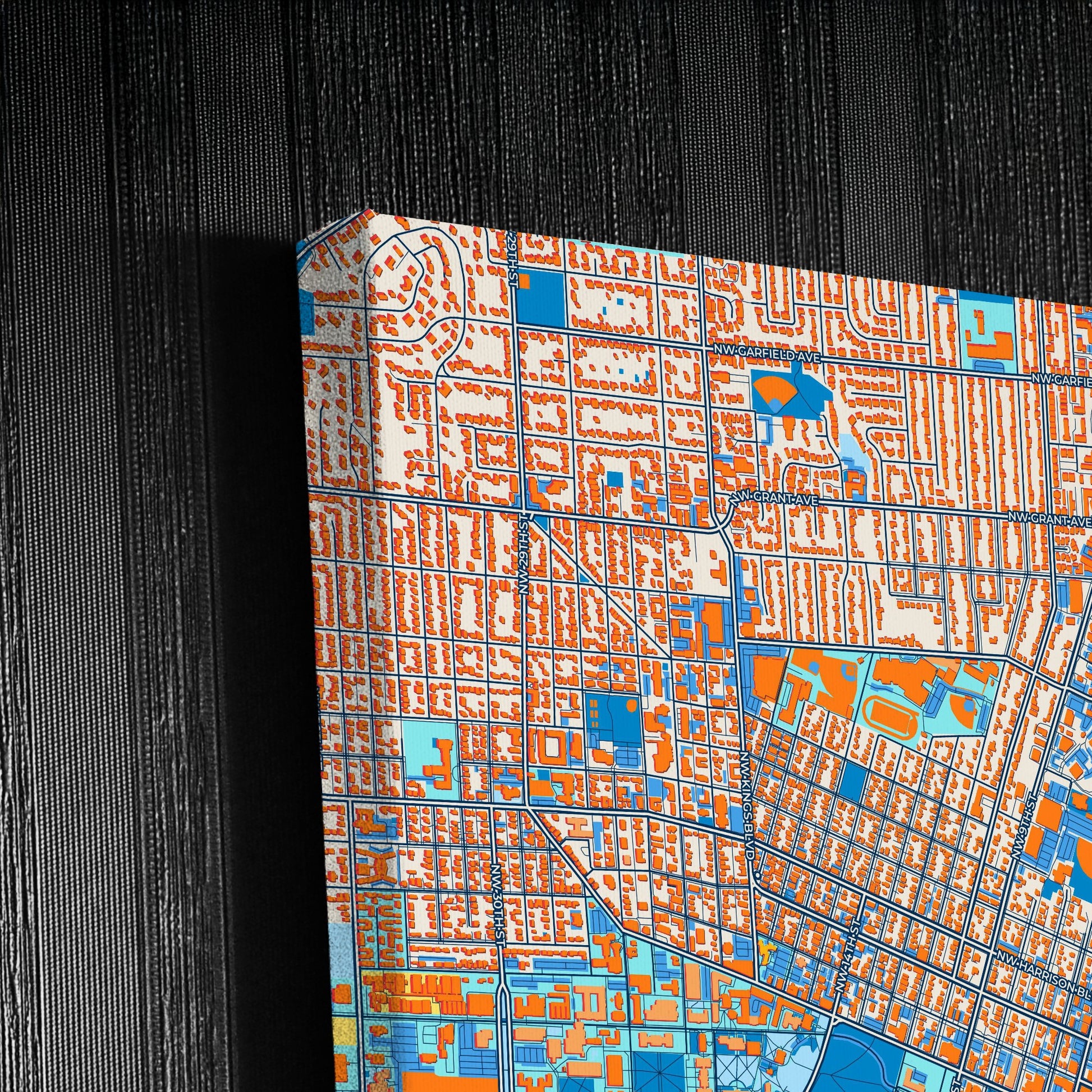 Corvallis Oregon Colorful City Map Canvas Print Detail