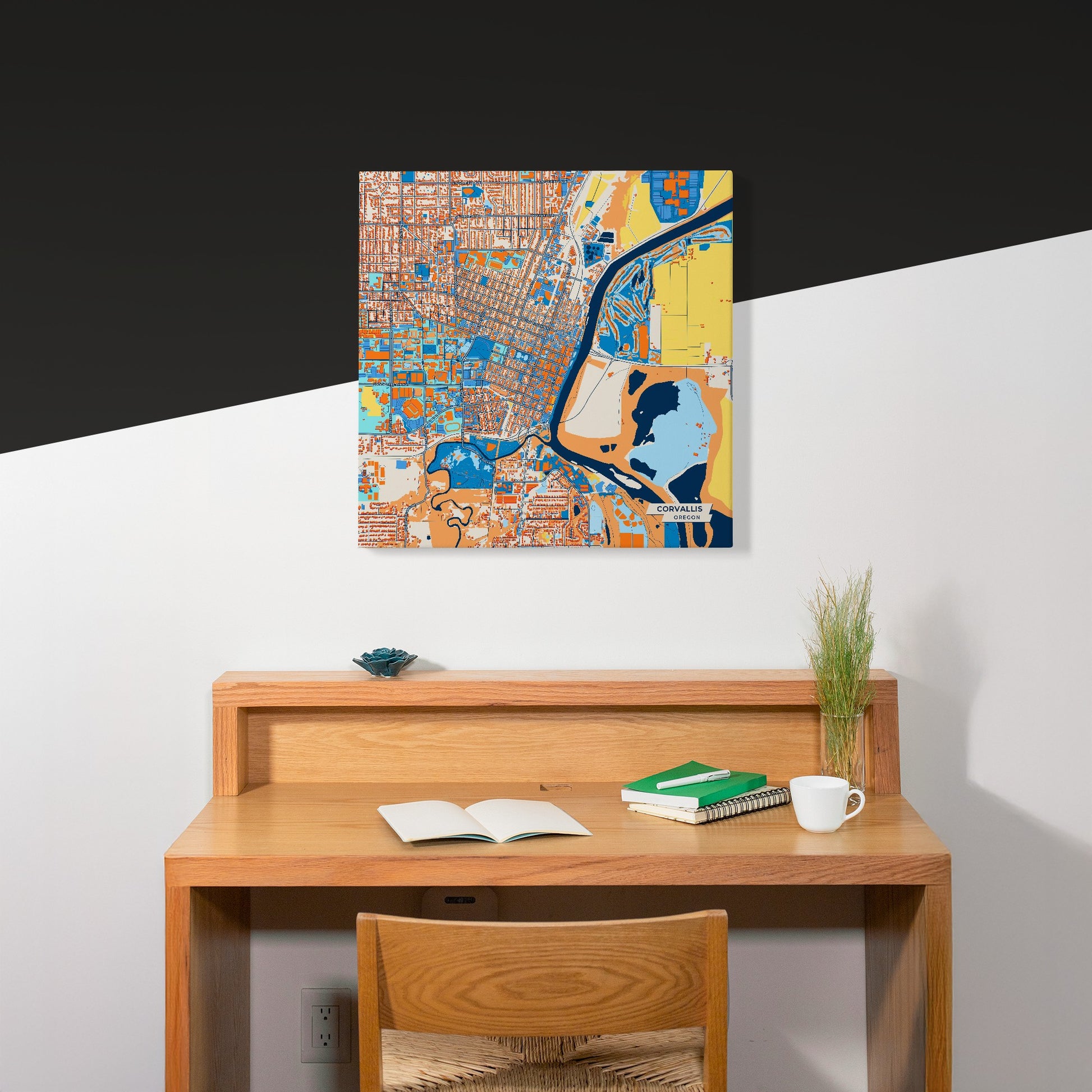 Corvallis Oregon Colorful City Map Canvas Print Scene