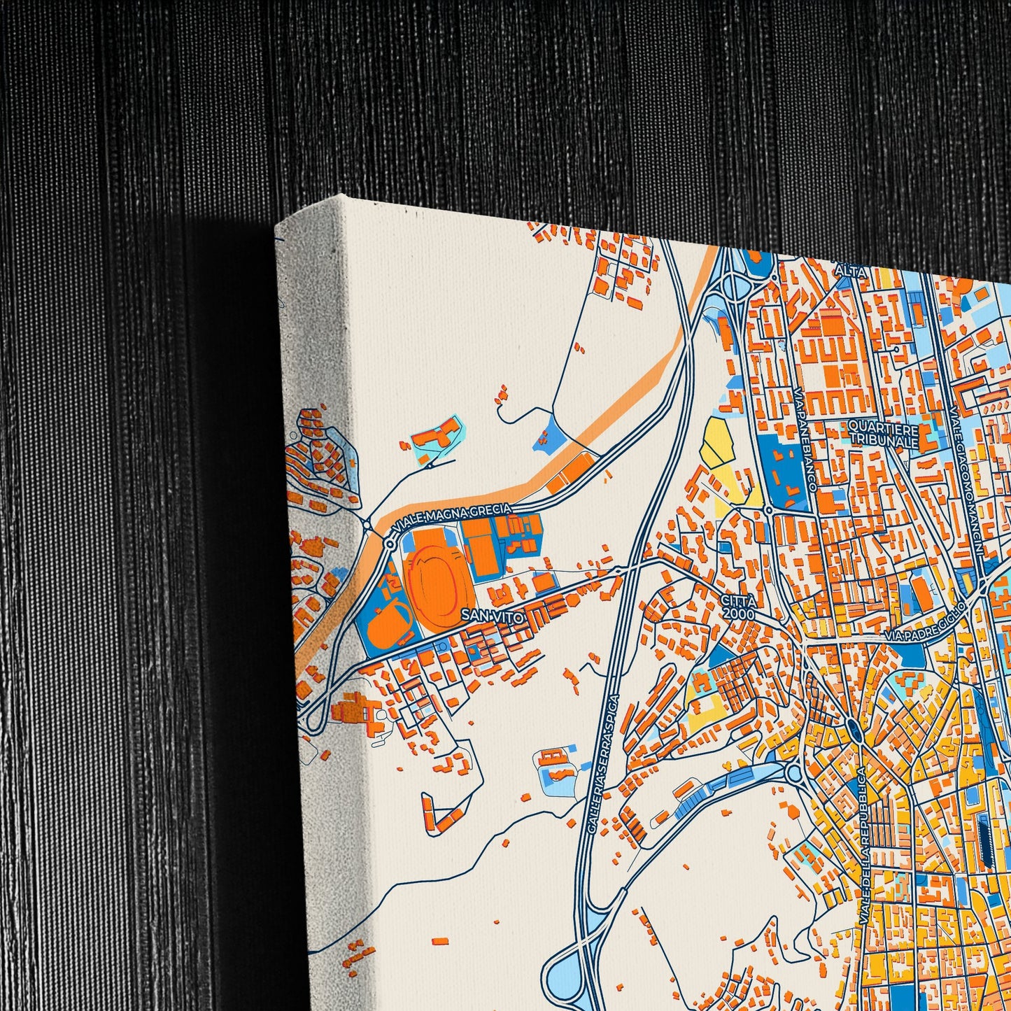 Cosenza Italy Colorful City Map Canvas Print Detail