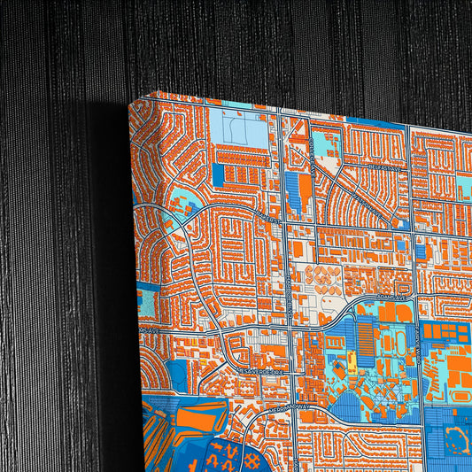 Costa Mesa California Colorful City Map Canvas Print Detail