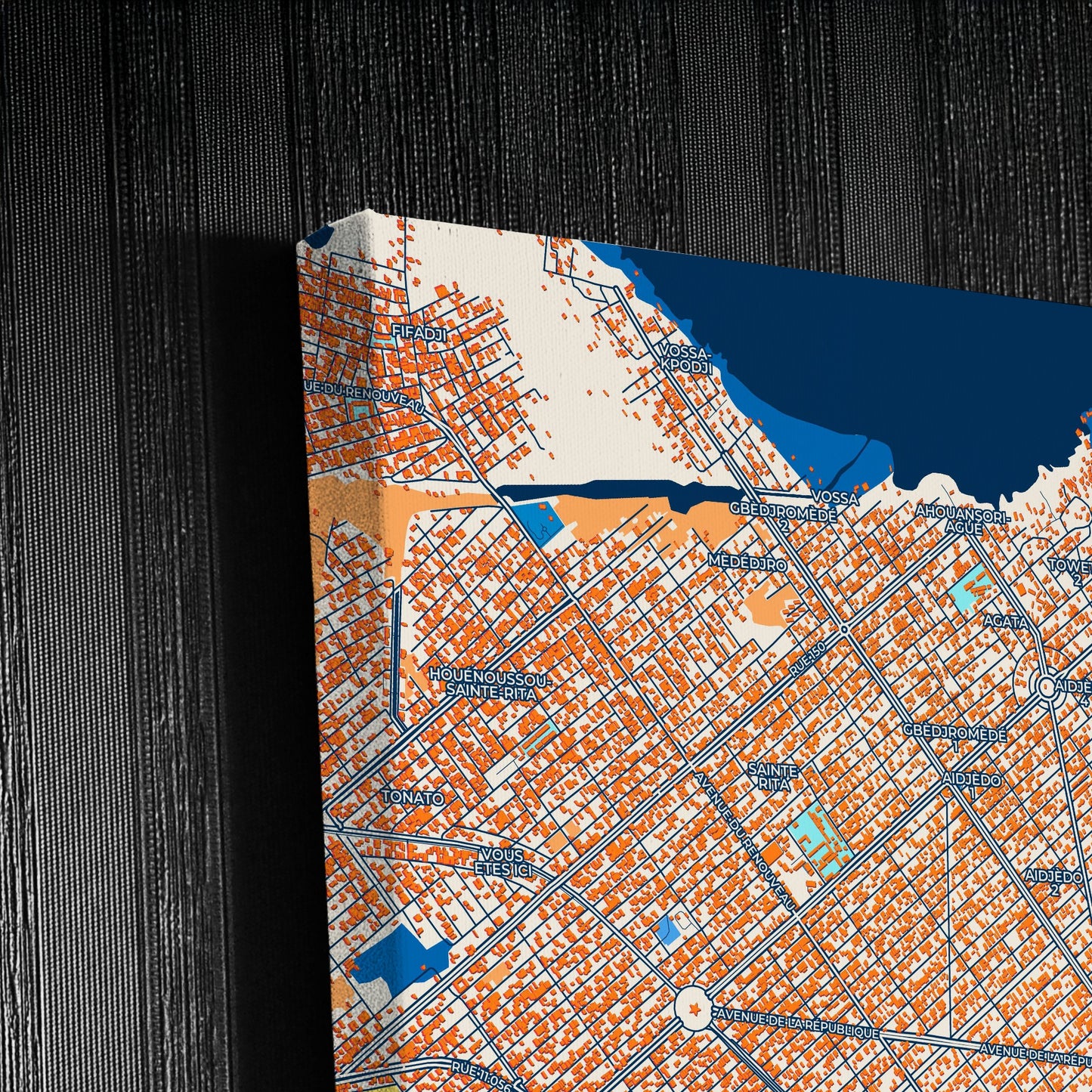Cotonou Benin Colorful City Map Canvas Print Detail