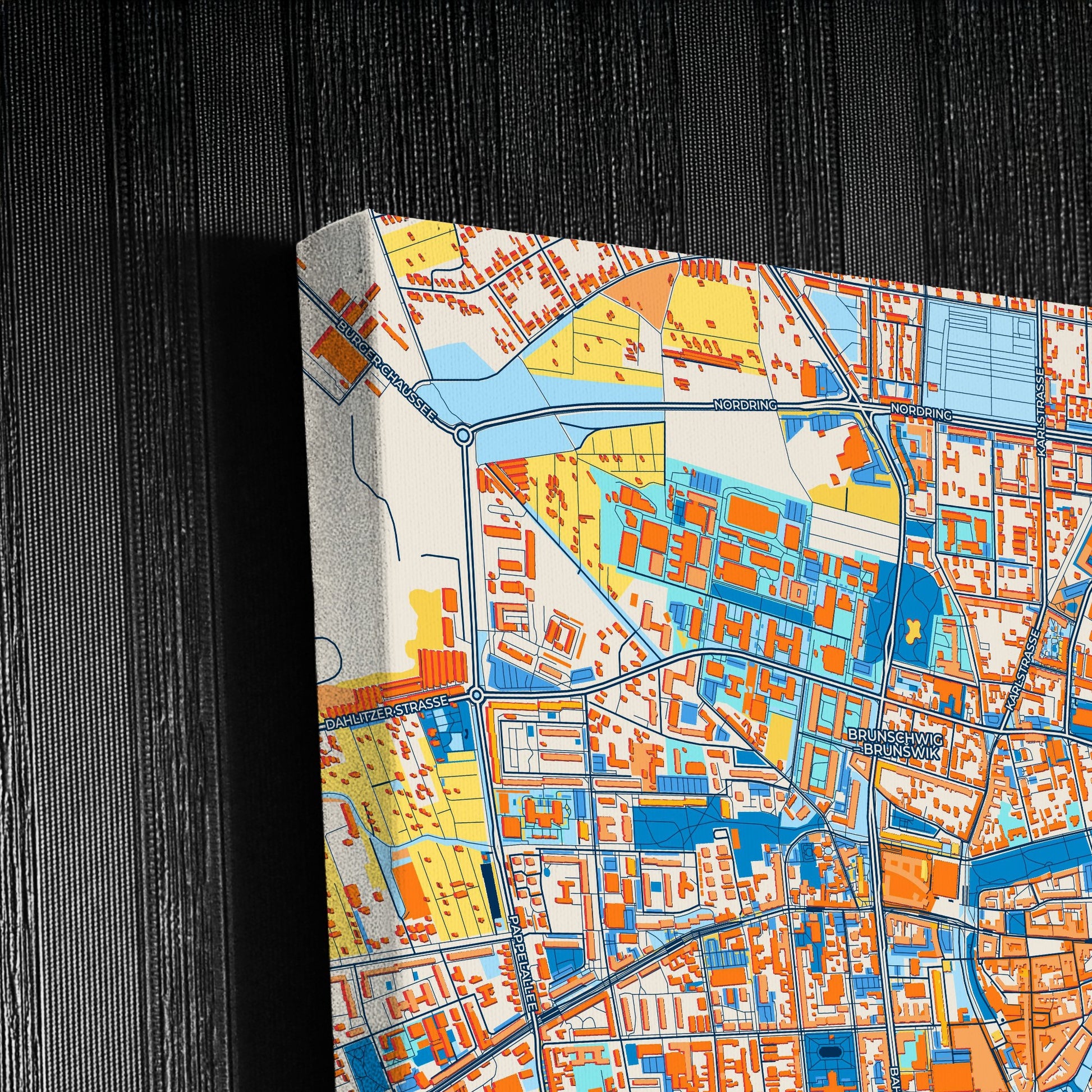 Cottbus Germany Colorful City Map Canvas Print Detail