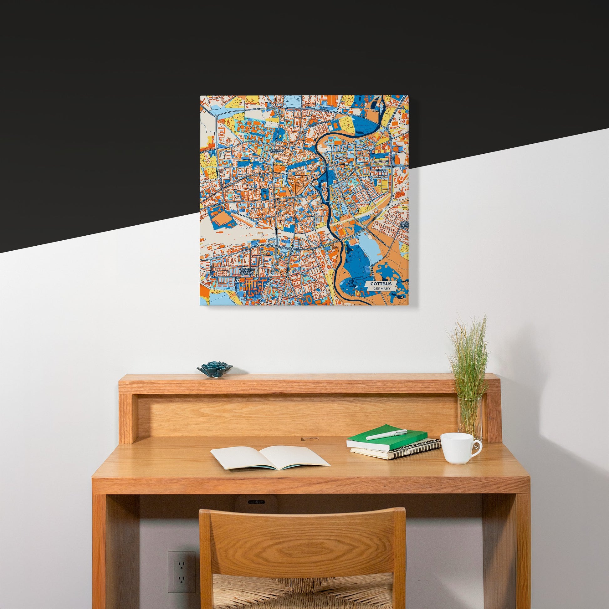 Cottbus Germany Colorful City Map Canvas Print Scene