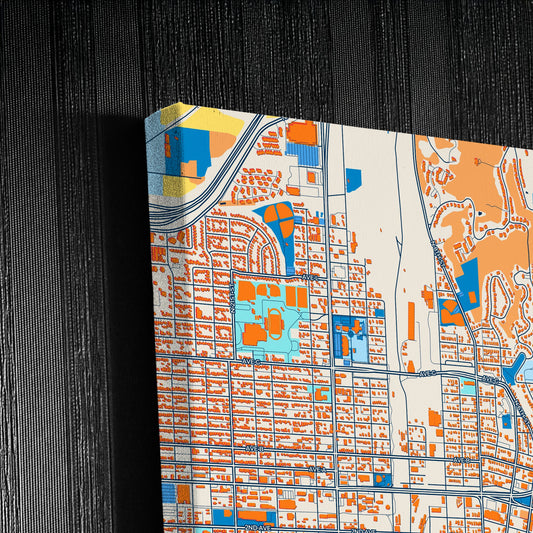 Council Bluffs Iowa Colorful City Map Canvas Print Detail
