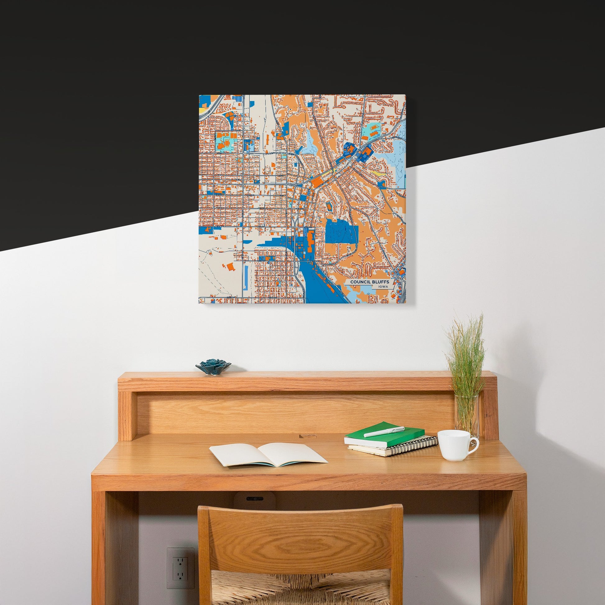 Council Bluffs Iowa Colorful City Map Canvas Print Scene