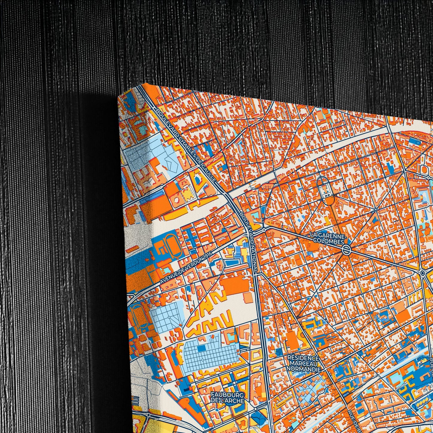 Courbevoie France Colorful City Map Canvas Print Detail