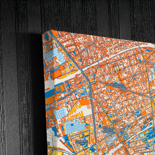 Courbevoie France Colorful City Map Canvas Print Detail