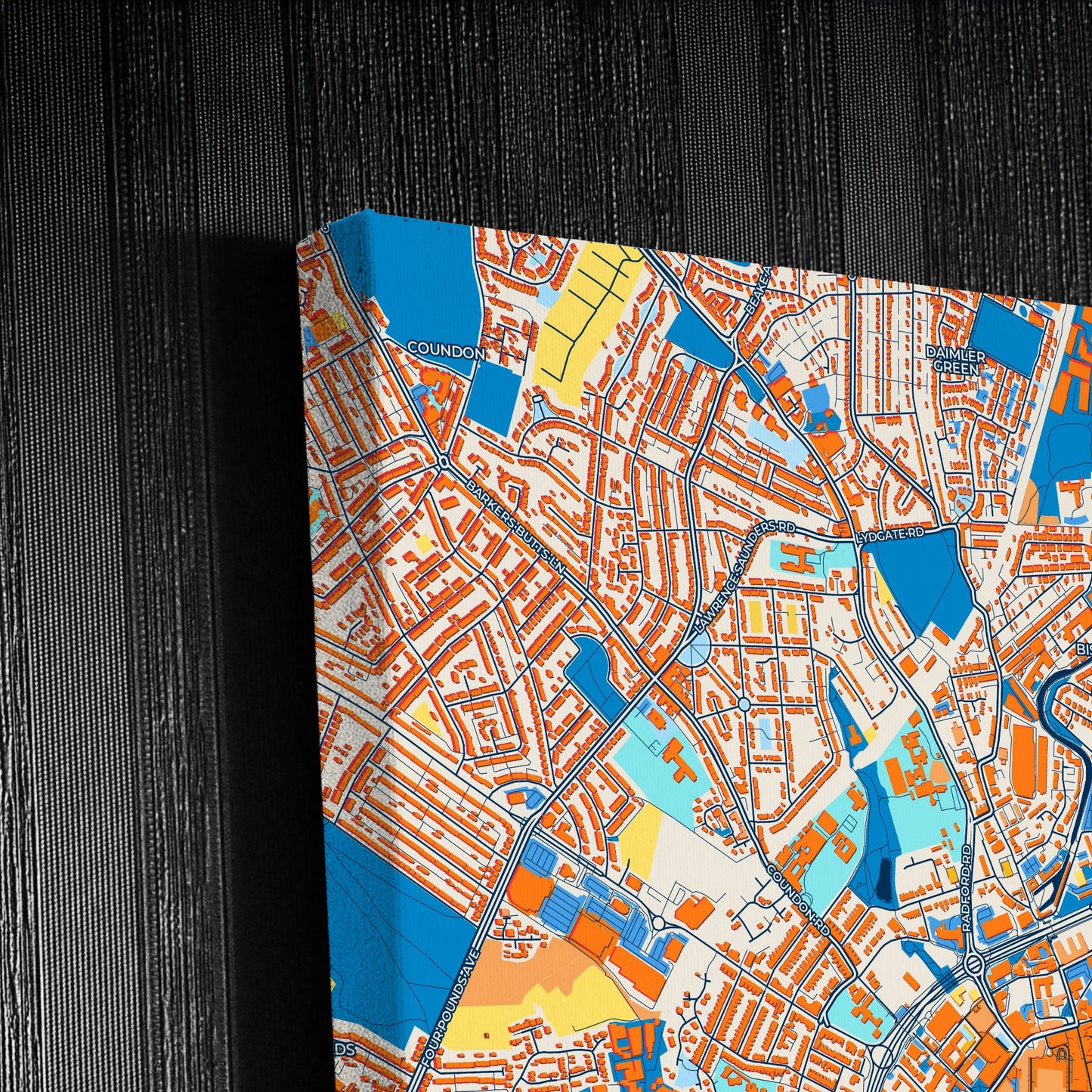 Coventry England Colorful City Map Canvas Print Detail