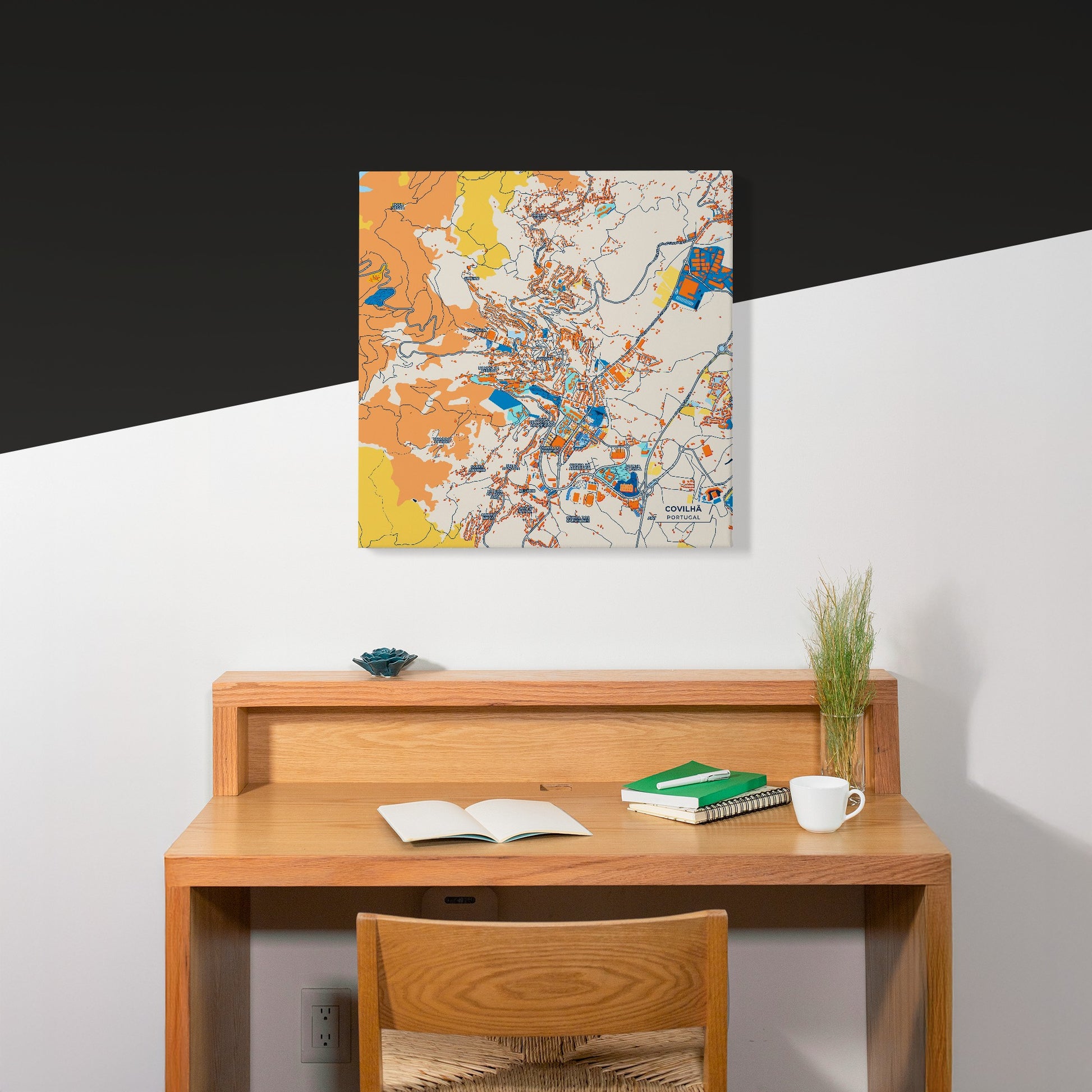 Covilhã Portugal Colorful City Map Canvas Print Scene