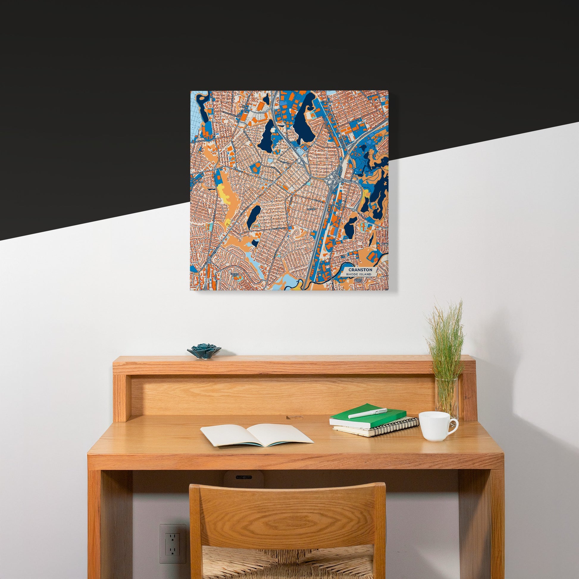 Cranston Rhode Island Colorful City Map Canvas Print Scene