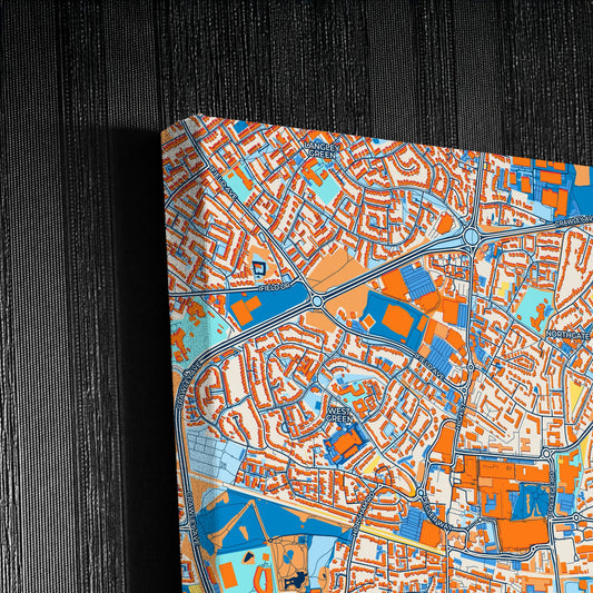 Crawley England Colorful City Map Canvas Print Detail