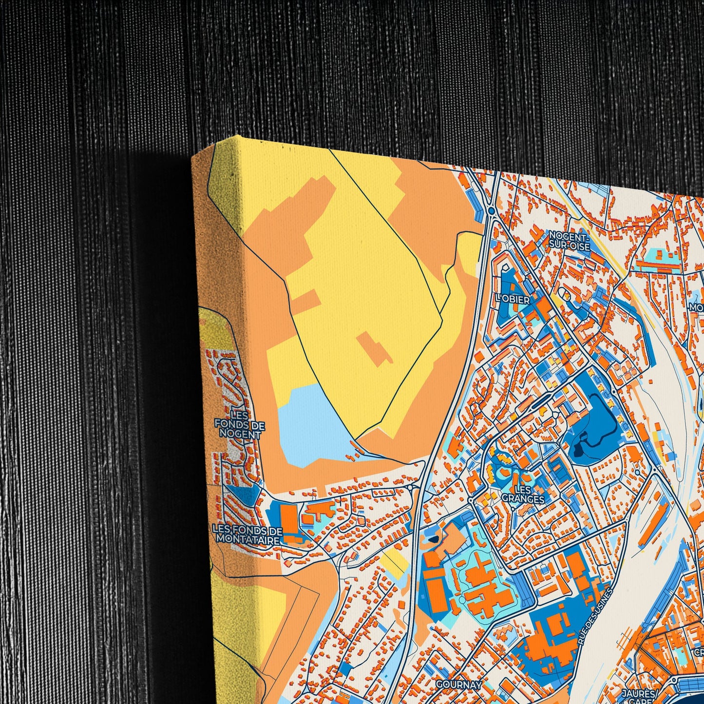 Creil France Colorful City Map Canvas Print Detail