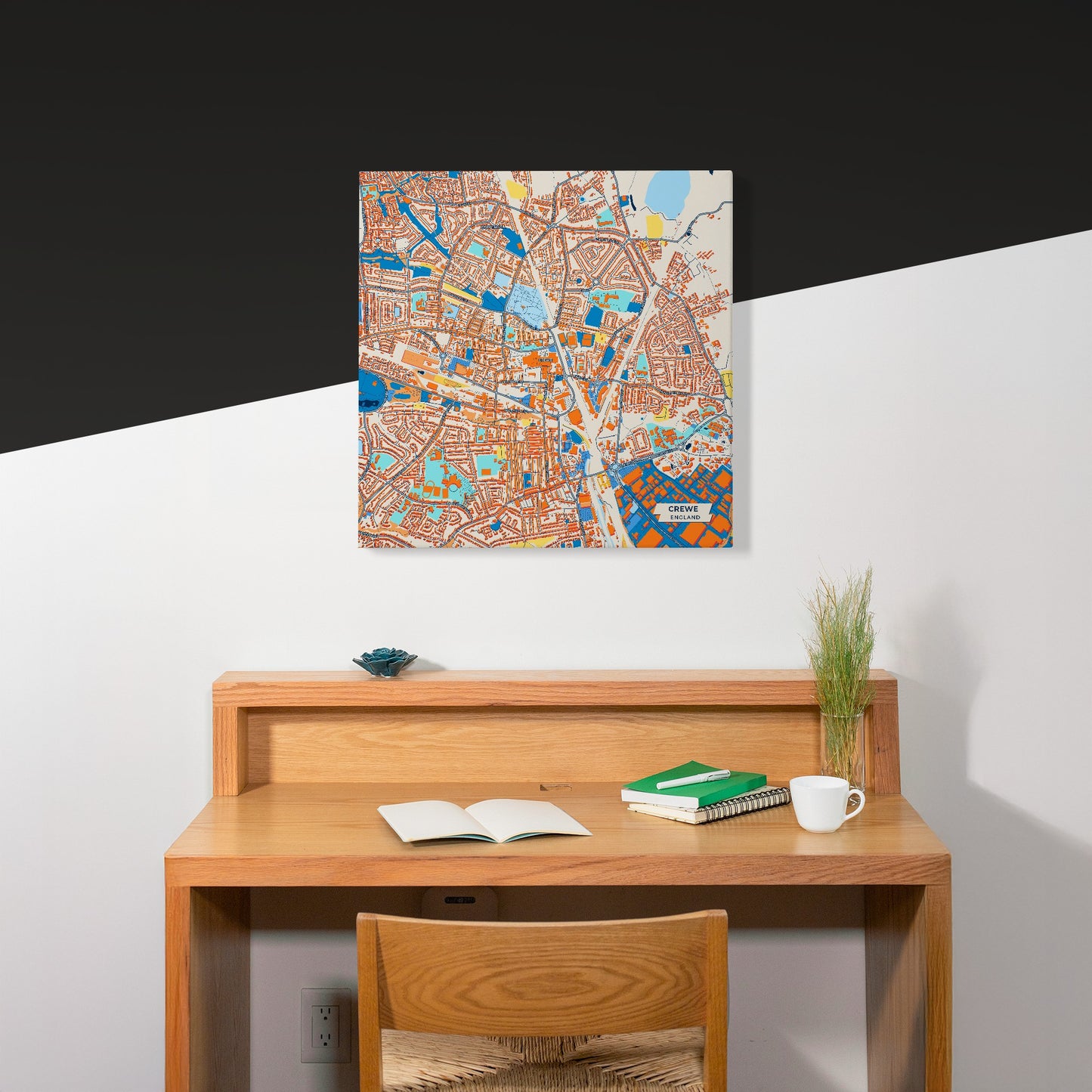 Crewe England Colorful City Map Canvas Print Scene
